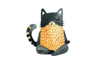 Cat Doing Yoga Pose Watercolor: Crafts & Cat Branding