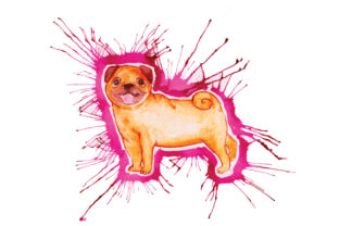 Dog in Paint Splatter Watercolor Style