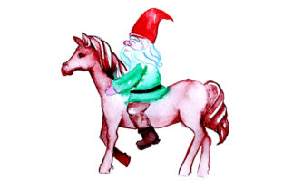 Gnome Riding Horse in Watercolor: Crafts & Designs Amp