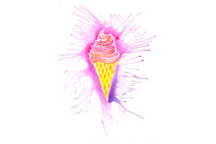 Ice Cream Cone Paint Splatter Watercolor: Summer Crafts Branding