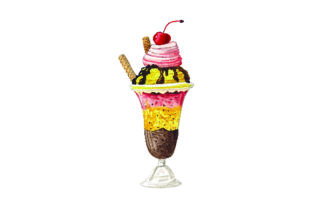 Ice Cream Sundae - Watercolor Style for Food Amp Crafts