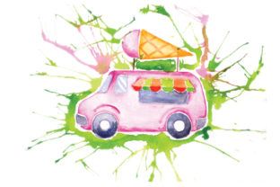 Ice Cream Truck Watercolor Design for Cars & Crafts