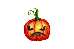 Jack-o-lantern Watercolor for Halloween Crafts & Branding