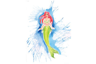 Mermaid in Paint Splatter Watercolor Style
