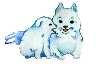 Mom and Baby Dog in Watercolor Style for Crafts