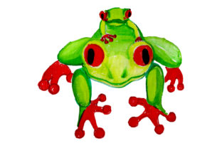 Mom and Baby Frogs in Watercolor Style for Crafts