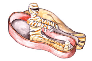 Mummy Sitting Up in Coffin Watercolor: Halloween Craft Review