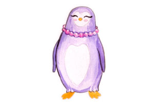 Penguin Mom in Watercolor for Crafts & Animals Projects
