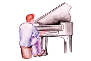Piano and Pianist Watercolor: Music & Crafts