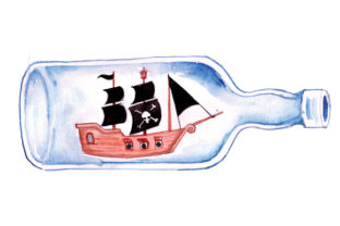 Pirate Ship in a Bottle: Watercolor Crafts for Pirates Branding