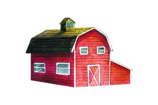 Red Barn Watercolor Style for Farm Crafts Branding