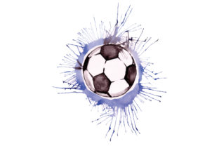 Soccer Ball in Paint Splatter Watercolor Style