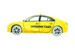 Taxi Watercolor Style: A Travel Crafts Design Asset