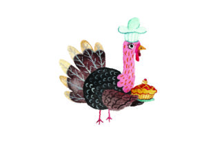 Turkey Chef Hat Pie Watercolor: Thanksgiving Crafts Essential
