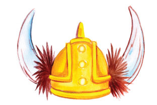 Viking Helmet in Watercolor Style Design for Embroidery
