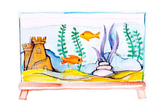 Watercolor Fish Tank with Fishes: A Designer's Review