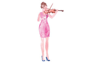 Woman Playing Violin in Watercolor: Music & Crafts