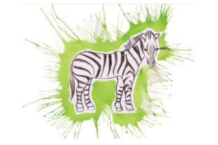 Zebra in Paint Splatter Watercolor Style for Crafts & Animals